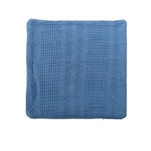 Bloomington Cotton Knitted Cushion Cover Herringbone Blue 43 x 43 cm
