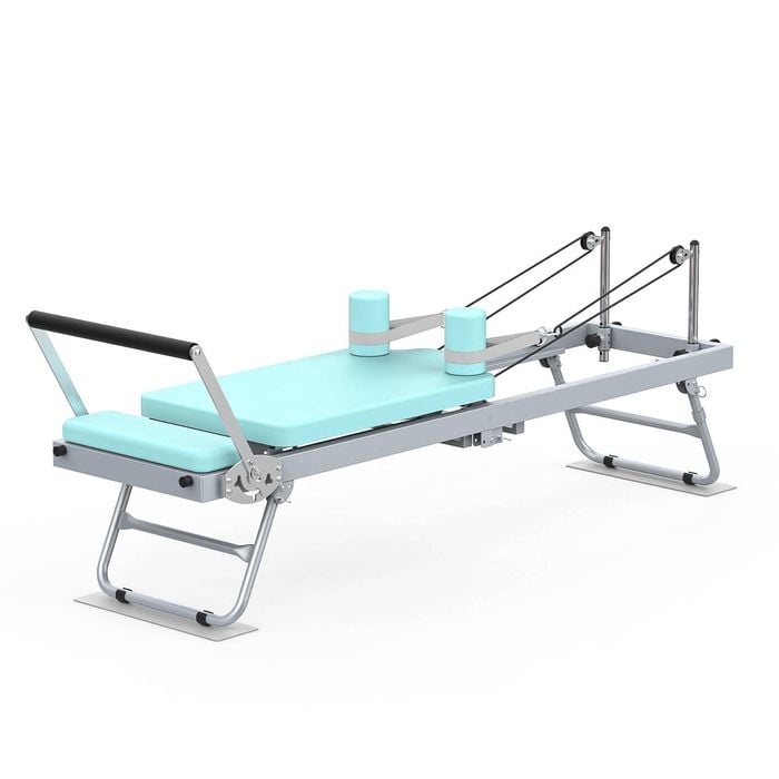 Advwin Home Foldable Pilates Reformer Machine Exercise Equipment with Wheels 120kg Capacity Cyan