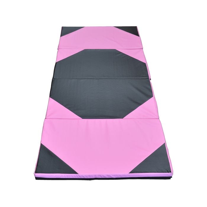 Super Large 300cm x 120cm Gymnastics Folding Gym Yoga Exercise Mat - Pink/Black