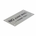 Sandleford 95 x 47mm Stainless Steel No Junk Mail Sign