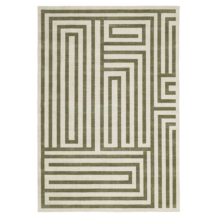 Loopsie-230cm X 160cm-waimea Green Geometric Washable Rug
