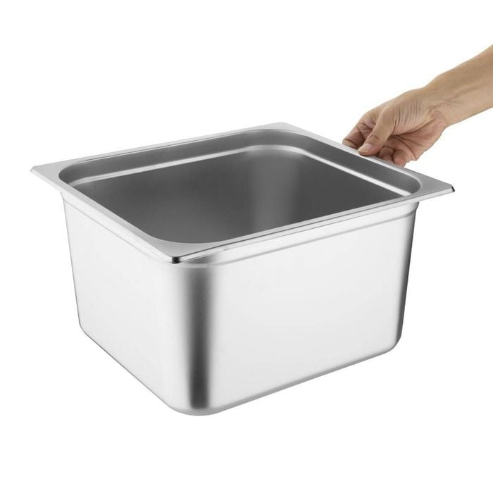 Vogue Stainless Steel Gastronorm 2/3 Tray 15.7l Heavy Duty Food Prep Buffet Container 200mm