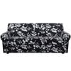 Smarcute 3 Seater Stretch Floral Pattern 4 Pieces Seperated Sofa Covers With Individual Cushions Light Black