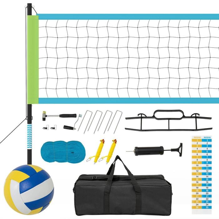 Costway Portable Volleyball Net Set Ball Boundary Line Height Adjustable