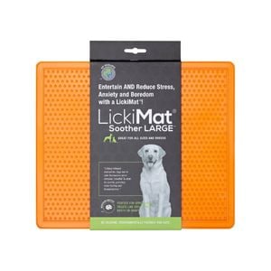 Lickimat Soother Original Slow Food Licking Mat for Cats & Dogs New Style Large - Orange