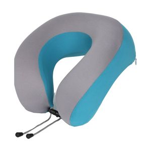Tosca Memory Foam Neck Cush Travel Support Pillow U-Shaped Grey/Teal