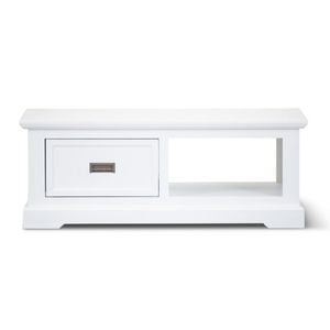 Oxville Rectangular Coffee Table Solid Frame Structure Acacia Wood  - White