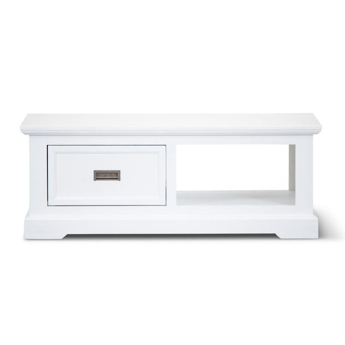 Oxville Rectangular Coffee Table Solid Frame Structure Acacia Wood  - White