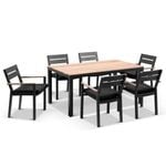 Outdoor Tuscany 6 Seater With Capri Chairs With Teak Arm Rests