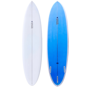 Summer Vibes Discus Egg Round Tail Surfboard - White Blue - White/blue, 7'6" X 22" X 3" 56.6l