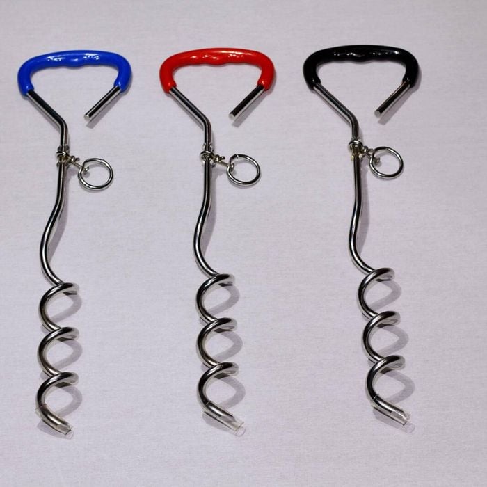 Yes4pets 2 X Pet Dog Puppy Chrome Plated Corkscrew Spiral Tie Out Stake