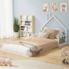Oikiture Wooden Kids Bed Chimney Wooden King Single White