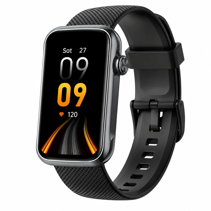 Smart Watch Fitness Tracker Heart Rate Blood Oxygen For Android & Iphone Rubber Black