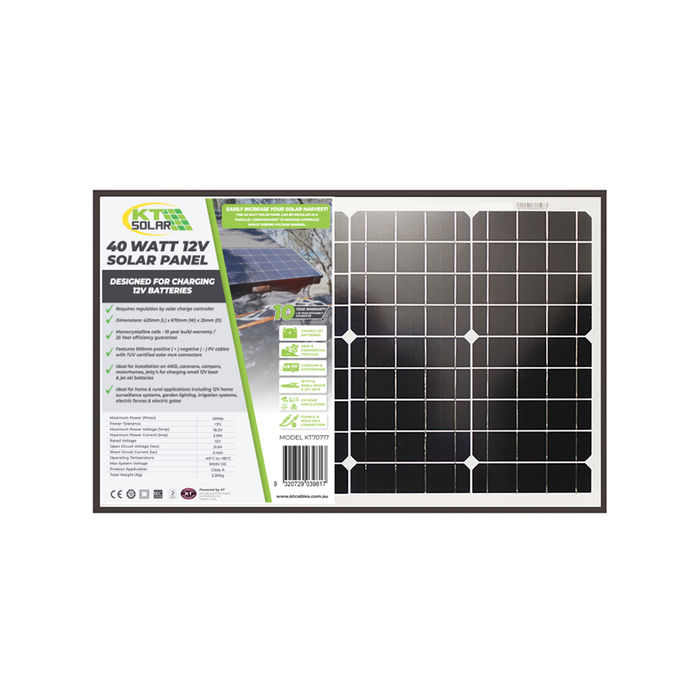 KT Solar 40W 12V Solar Panel Monocrystalline KT70717