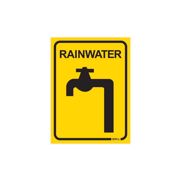 Rain Harvesting 100 x 75mm Yellow/Black Metal Rainwater Sign
