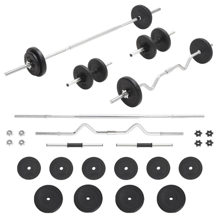 vidaXL Barbell and Dumbbell Set 30 kg Home Gym Exercise Free Weight Plate