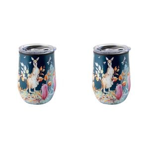 2PK Australian Flora Kangaroo 360ml S/S Insulated Tumbler Double Walled
