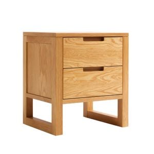 Miuz Solid Oak Wood Bedside Table, Large Side Storage End Table Shelf Nightstand