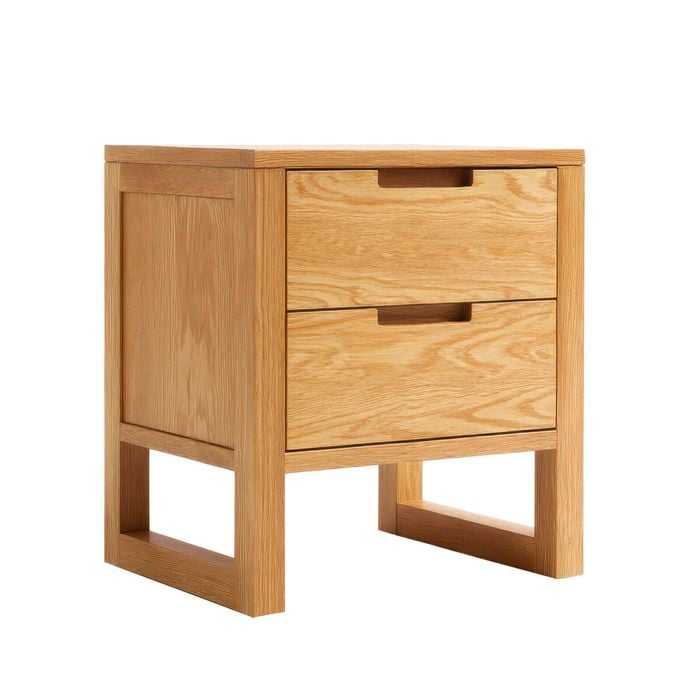 Miuz Solid Oak Wood Bedside Table, Large Side Storage End Table Shelf Nightstand