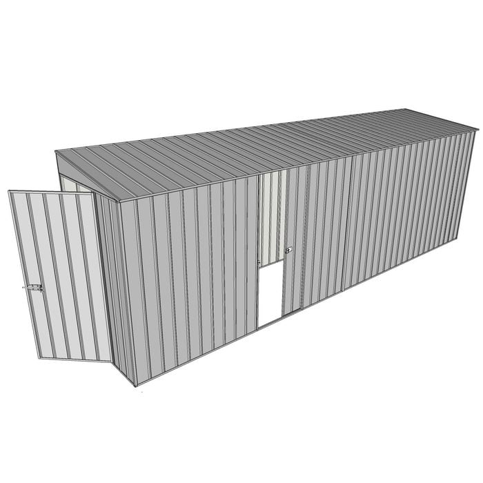 Build-A-Shed 1.2 x 6.0 x 2.0m Tunnel Shed Tunnel Hinged Door with 1 Sliding Side Door - Zinc