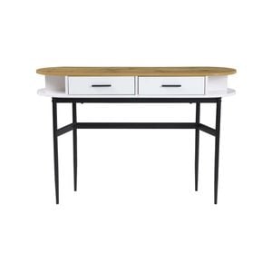 Maestro Furniture Polish 2-Drawers Hallway Console Hall Table W/ Open Compartments - White/Natural