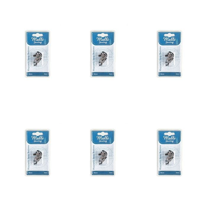 6pk Malli Sewing No Sew Magnetic Metal Snap Buttons Fasteners 18mm Assorted