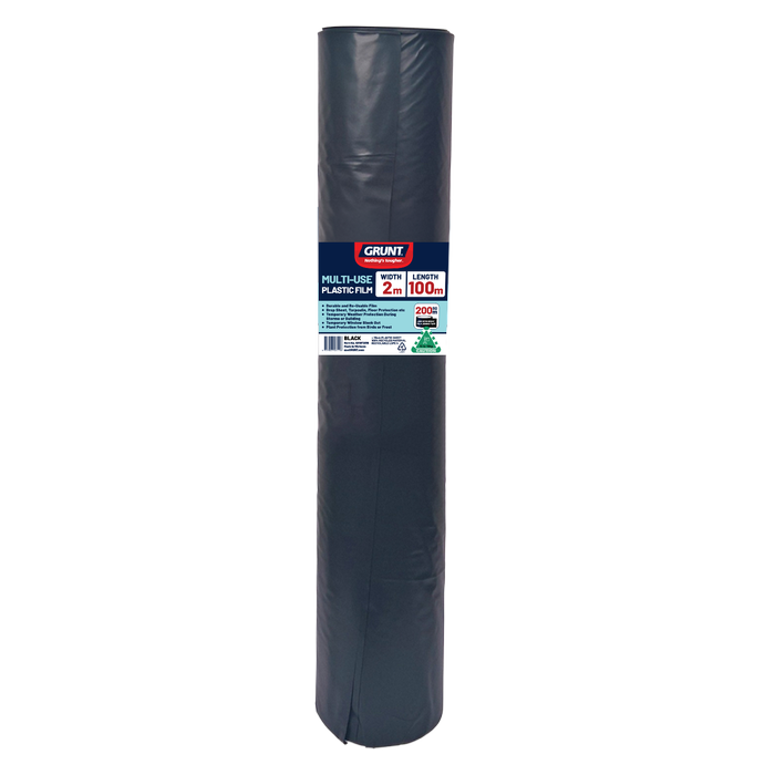 Grunt 2 x 100m Black 70um Multi Use Plastic Film