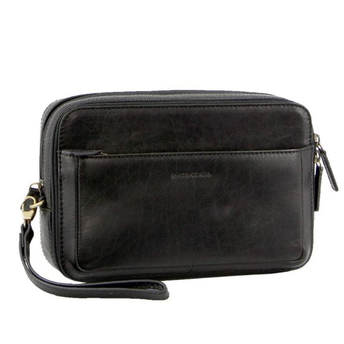 Pierre Cardin s Italian Leather Organizer  Toiletry Travel Black