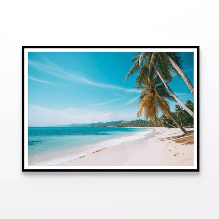 Beach Paradise with Palm Trees  Print 100% Australian Made 120x90cm  (Poster)