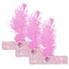 3x 1920s FLAPPER HEADBAND Headpiece Feather Sequin Charleston Costume Gatsby Light Pink