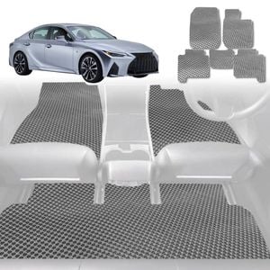 6D Diamond Car Floor Mats for Lexus IS 2013-2021-Full Set-Grey-Outback GT