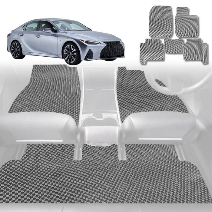 6D Diamond Car Floor Mats for Lexus IS 2013-2021-Full Set-Grey-Outback GT