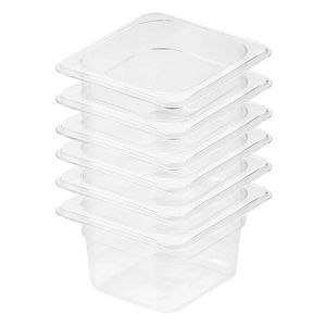 SOGA 1/6 GN Polycarbonate Food Pan 100mm Clear 6 Pack