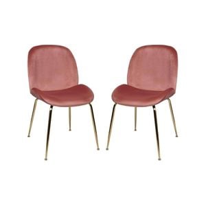 Raimon Furniture Set of 2 Casa Velvet Fabric Dining Chair - Gold Legs - Blush