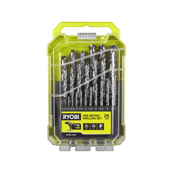 Ryobi 25 Piece Metric High Speed Steel Drill Bit Set