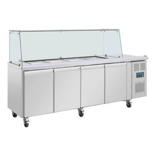 Polar U-Series GN Saladette Counter with Square Sneeze Guard 4 Door - UA019-A