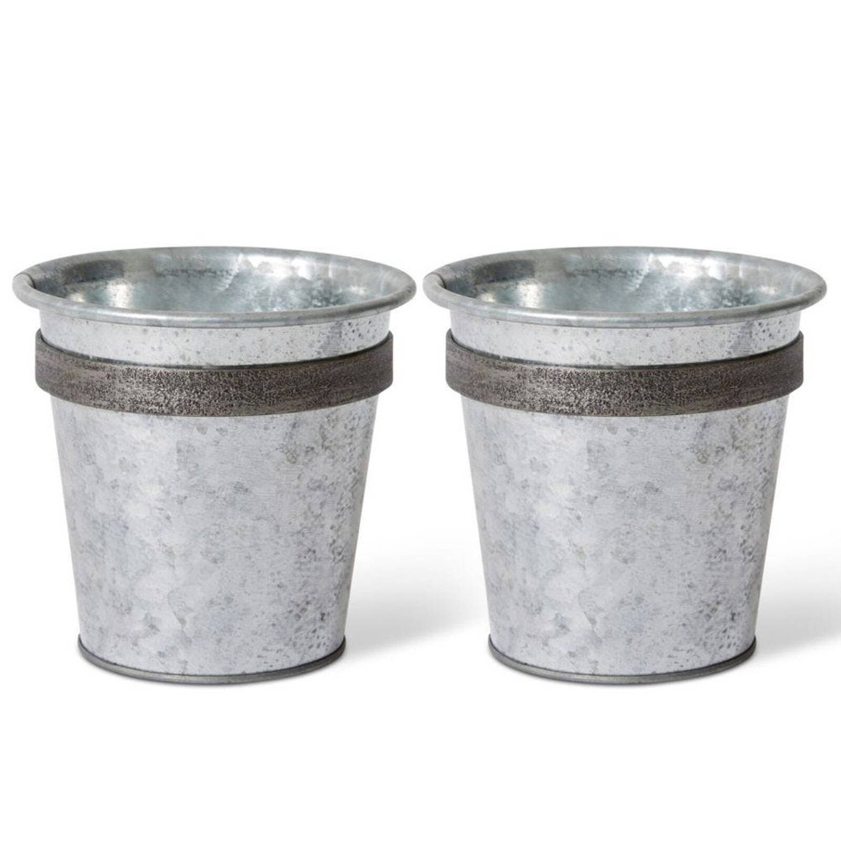 2PK E Style Eden 16cm Metal Galvanized Wall Planter Round Decor - Grey ...