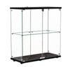 Stacked  2-Tier Shelf 2-Door Glass Display Cabinet with Lock