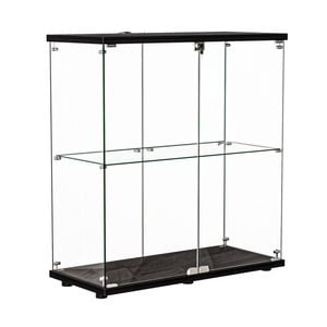Stacked  2-Tier Shelf 2-Door Glass Display Cabinet with Lock