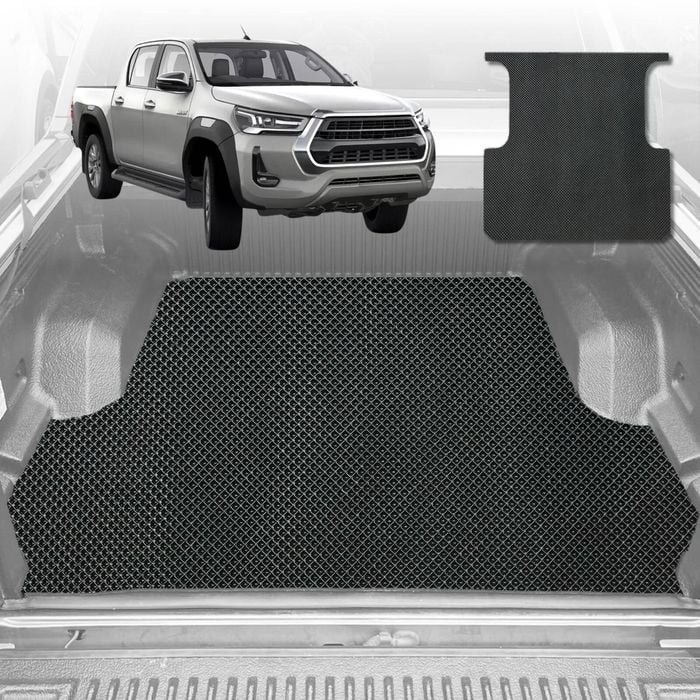 6D Diamond Ute Tub Mat for Toyota Hilux Double Cab 2015-Current (with spray on liner or no liner)-Black-Outback GT