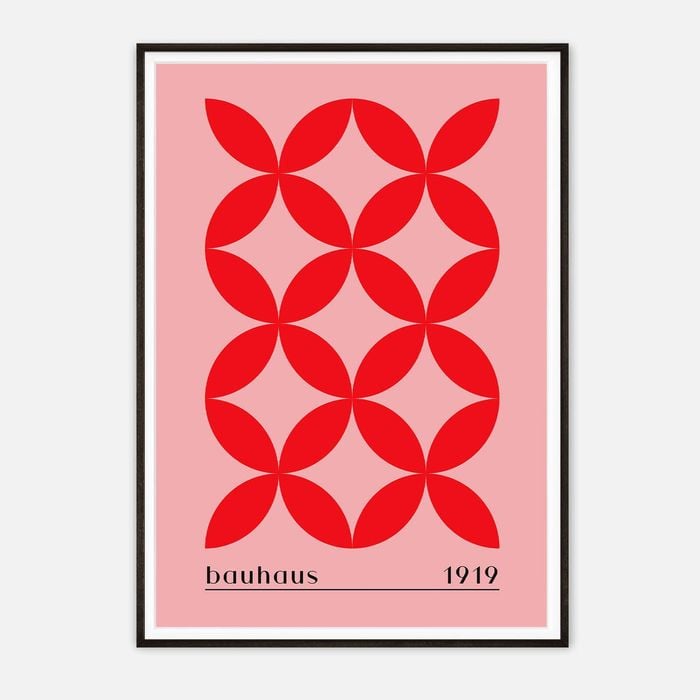 Galrie Bauhaus 1919 Geometric Red Art Print - Vintage Style Home Decor, Black Frame, A3 30 x 42cm (12 x 16inch)