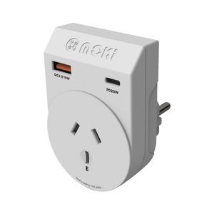 Moki Travel Adaptor Plus Outbound AUS/NZ to EU w/ PD20W Type-C & QC 3.0 USB-A