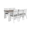Plumeria 7pc Dining Set 190cm Table 6 Chair Solid Acacia Wood - White Brush