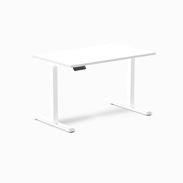 Desky Single Sit Stand White Desk 120 X 75cm White Frame