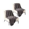 SOGA 2 Pack Grey Flannel Polyester Throw Blanket 200x230cm