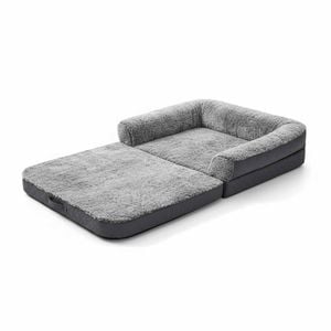 P&P Dark Grey Human Size Dog Bed With Plush Foam Base And Bolster