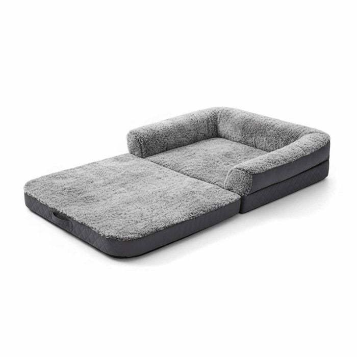 P&P Dark Grey Human Size Dog Bed With Plush Foam Base And Bolster