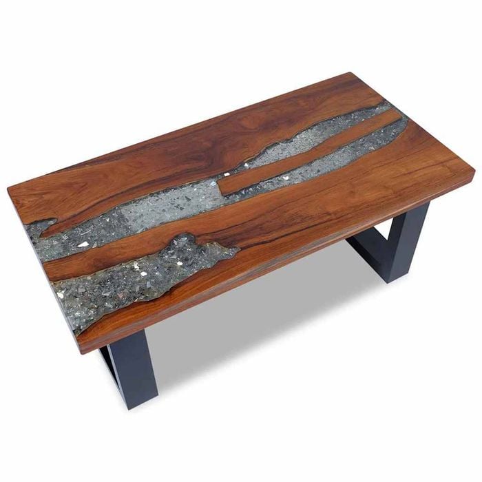 vidaXL Teak Resin Coffee Table Living Room Side Sofa Tea Couch Furniture