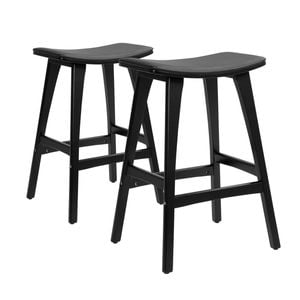 La Bella 2 Set 65cm Black Wooden Bar Stool KANSO Padded PU Kitchen Dining Chair