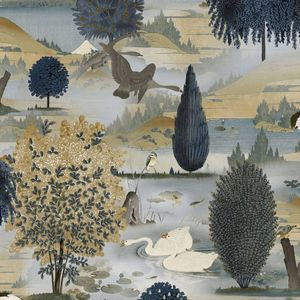 Tundra Navy Ochre Wallpaper. 53cm x 10.05m